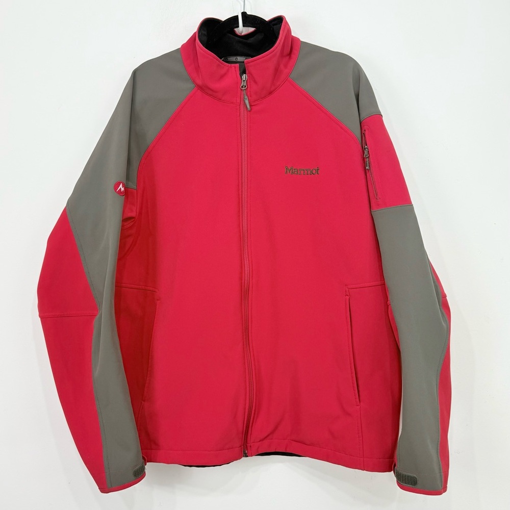 Marmot Gravity Soft Shell Red Gray Windstopper Pe… - image 1